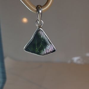🍉 Watermelon Tourmaline Slice Pendant Sterling Silver Metaphysical Spiritual